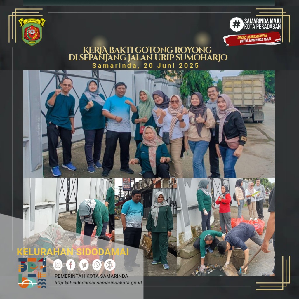 Ciptakan Lingkungan Bersih dan Semangat Kebersamaan, Kelurahan Sidodamai ikut serta Kegiatan Kerja Bakti Serentak di Jalan Urip Sumoharjo