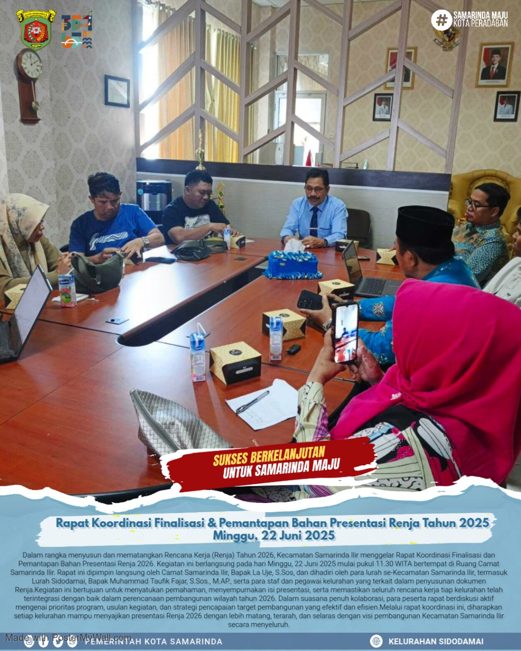 Lurah Sidodamai Hadiri Rapat Koordinasi Finalisasi dan Pemantapan Bahan Presentasi Renja 2026 Kecamatan Samarinda Ilir