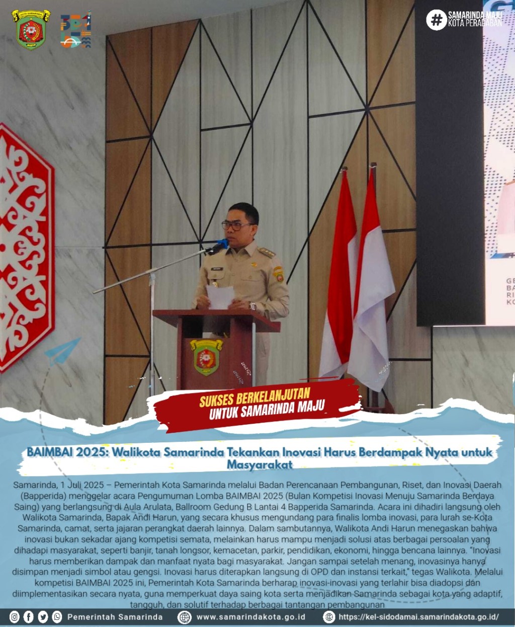 BAIMBAI 2025 Resmi Diumumkan, Walikota Samarinda Tekankan Pentingnya Inovasi yang Berdampak Nyata bagi Masyarakat
