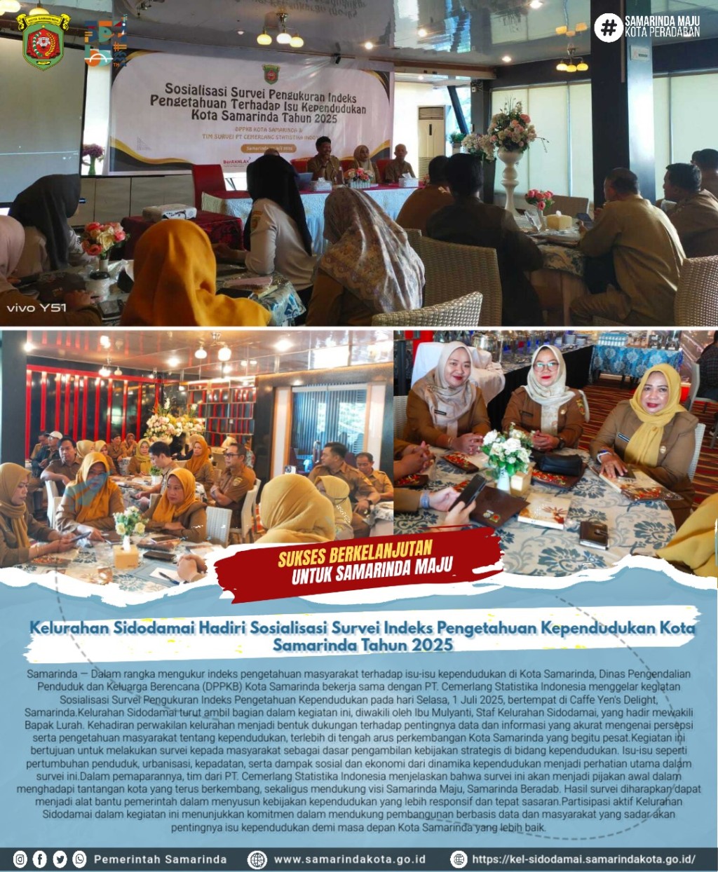 Sosialisasi Survei Indeks Pengetahuan Kependudukan Kota Samarinda 2025: Kelurahan Sidodamai Ambil Bagian Dukung Data Kependudukan yang Akurat