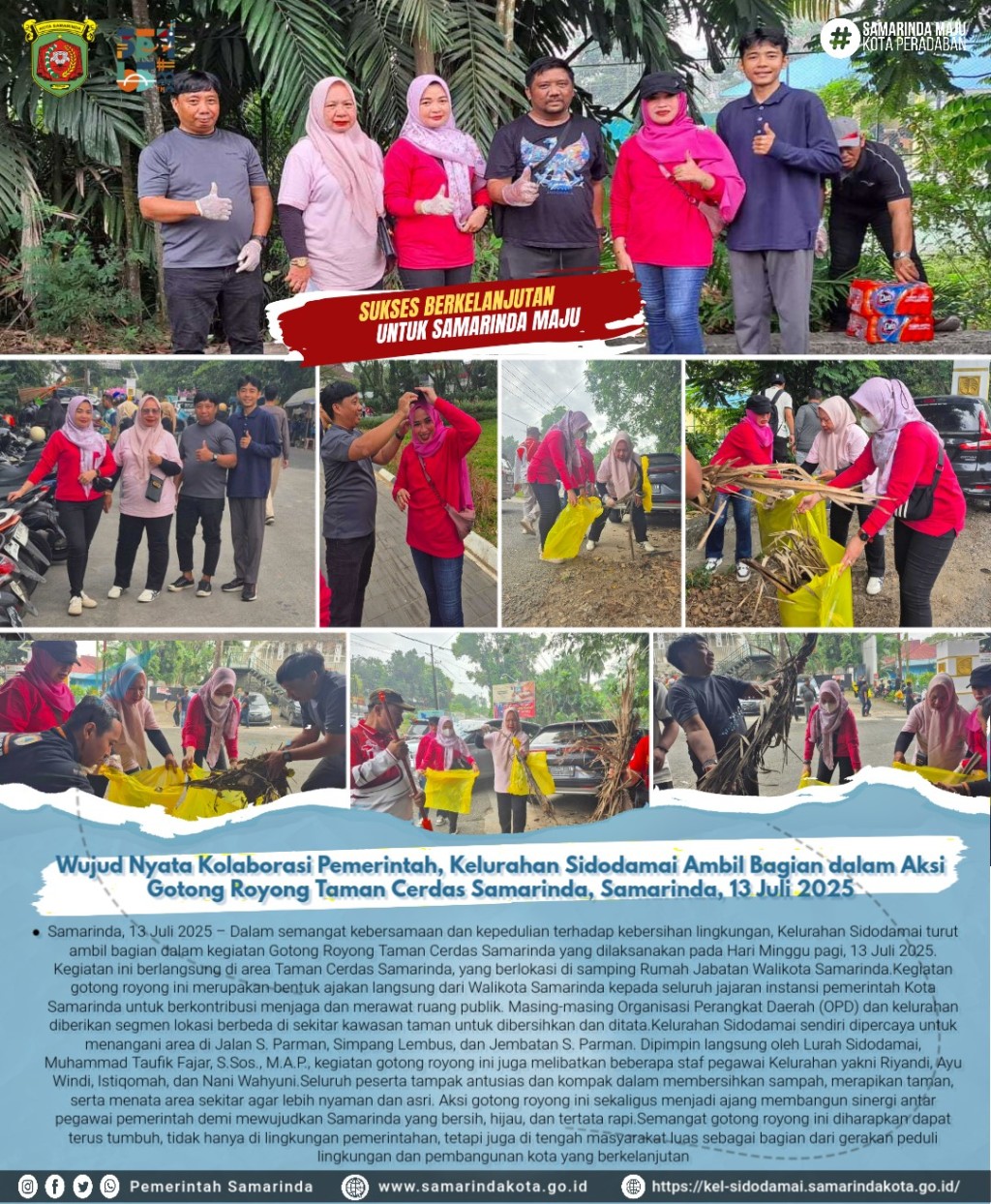 Wujud Nyata Kolaborasi Pemerintah, Kelurahan Sidodamai Ambil Bagian dalam Aksi Gotong Royong Taman Cerdas Samarinda