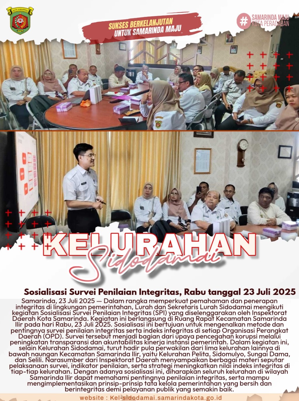 Lurah dan Seklur Sidodamai Ikuti Sosialisasi Survei Penilaian Integritas Bersama Inspektorat Daerah Kota Samarinda