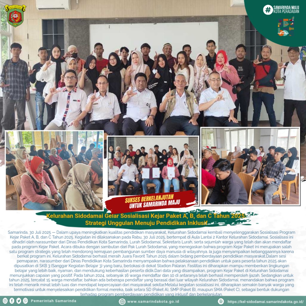 Kelurahan Sidodamai Gencarkan Sosialisasi Kejar Paket A, B, dan C Tahun 2025: Komitmen Tingkatkan Akses Pendidikan Warga