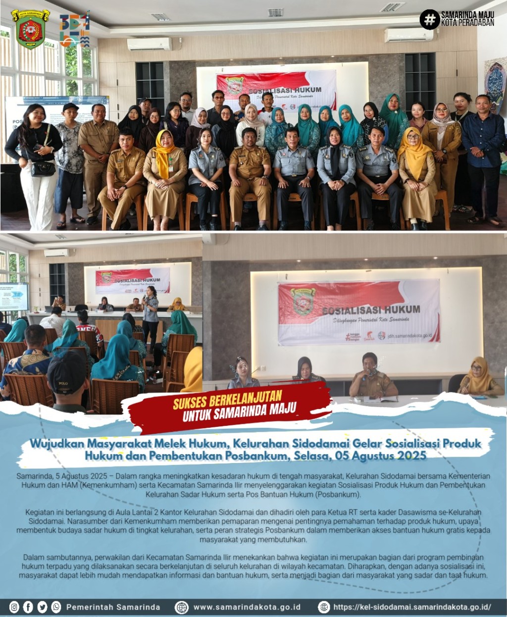 Kelurahan Sidodamai Dorong Kesadaran Hukum Warga Lewat Sosialisasi Produk Hukum dan Pembentukan Posbankum