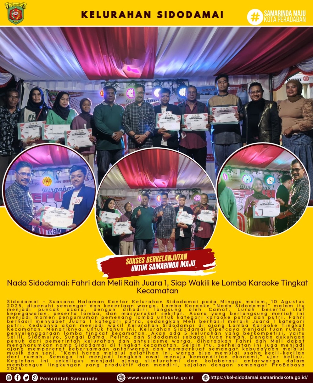 Nada Sidodamai 2025: Fahri & Meli Raih Juara 1, Sidodamai Siap Jadi Tuan Rumah Lomba Karaoke Tingkat Kecamatan