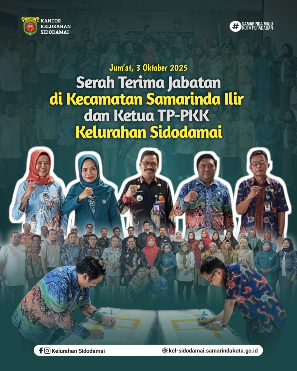 Serah Terima Jabatan Lurah dan Ketua TP-PKK Kelurahan Sidodamai di Kecamatan Samarinda Ilir