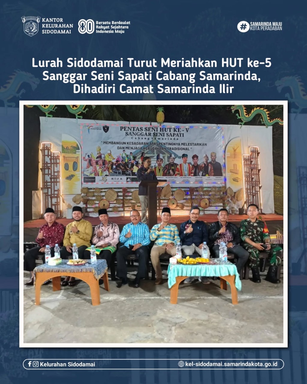 Apresiasi Seni Budaya Lokal! 🌸 Lurah Sidodamai Hadiri HUT ke-V Sanggar Seni Sapati Cabang Samarinda 🎭