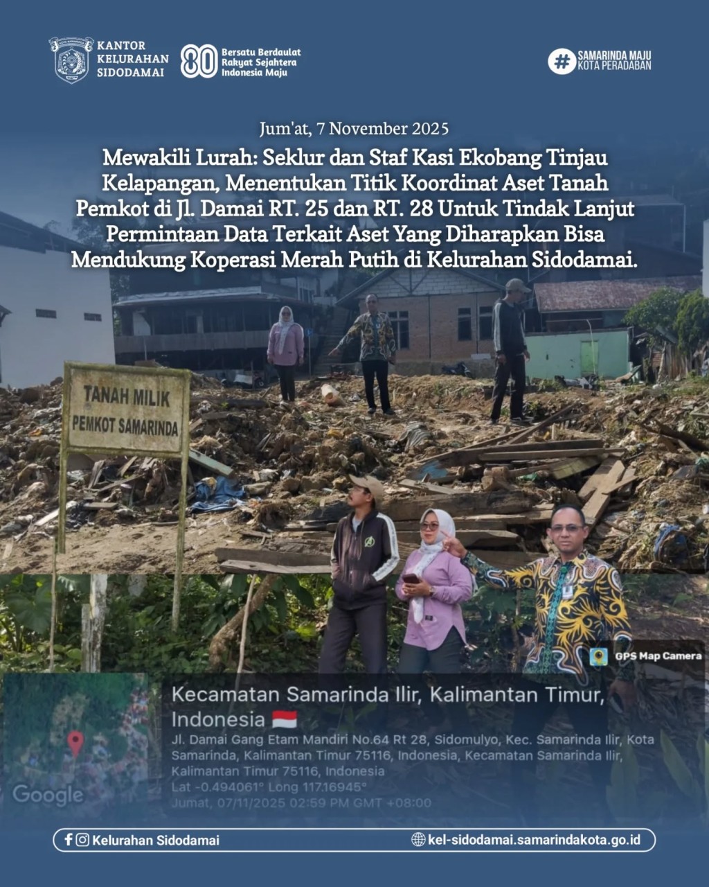Seklur Sidodamai dan Staf Ekobang Tinjau Titik Koordinat Aset Pemkot untuk Dukung Penguatan Koperasi Merah Putih