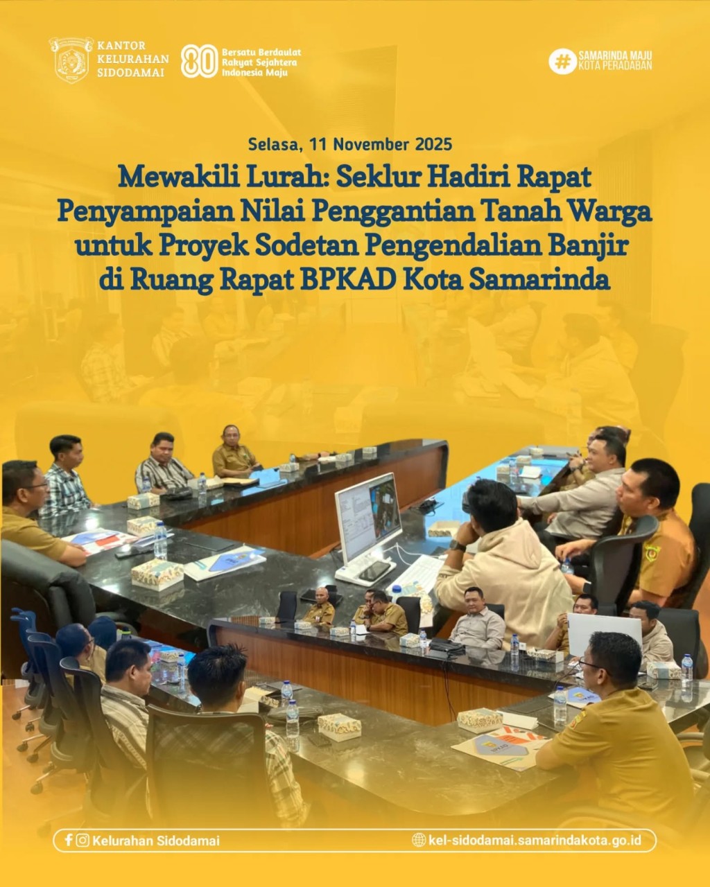 Langkah Solutif Pengendalian Banjir, Seklur Sidodamai Hadiri Rapat Penyampaian Nilai Ganti Rugi Tanah Sodetan di BPKAD Kota Samarinda