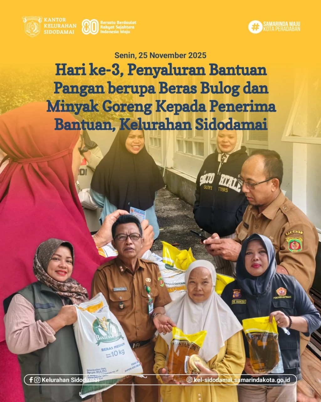 Penyaluran Hari ke-3 Bantuan Pangan di Sidodamai Dipimpin Langsung Lurah Tisna, S.E.