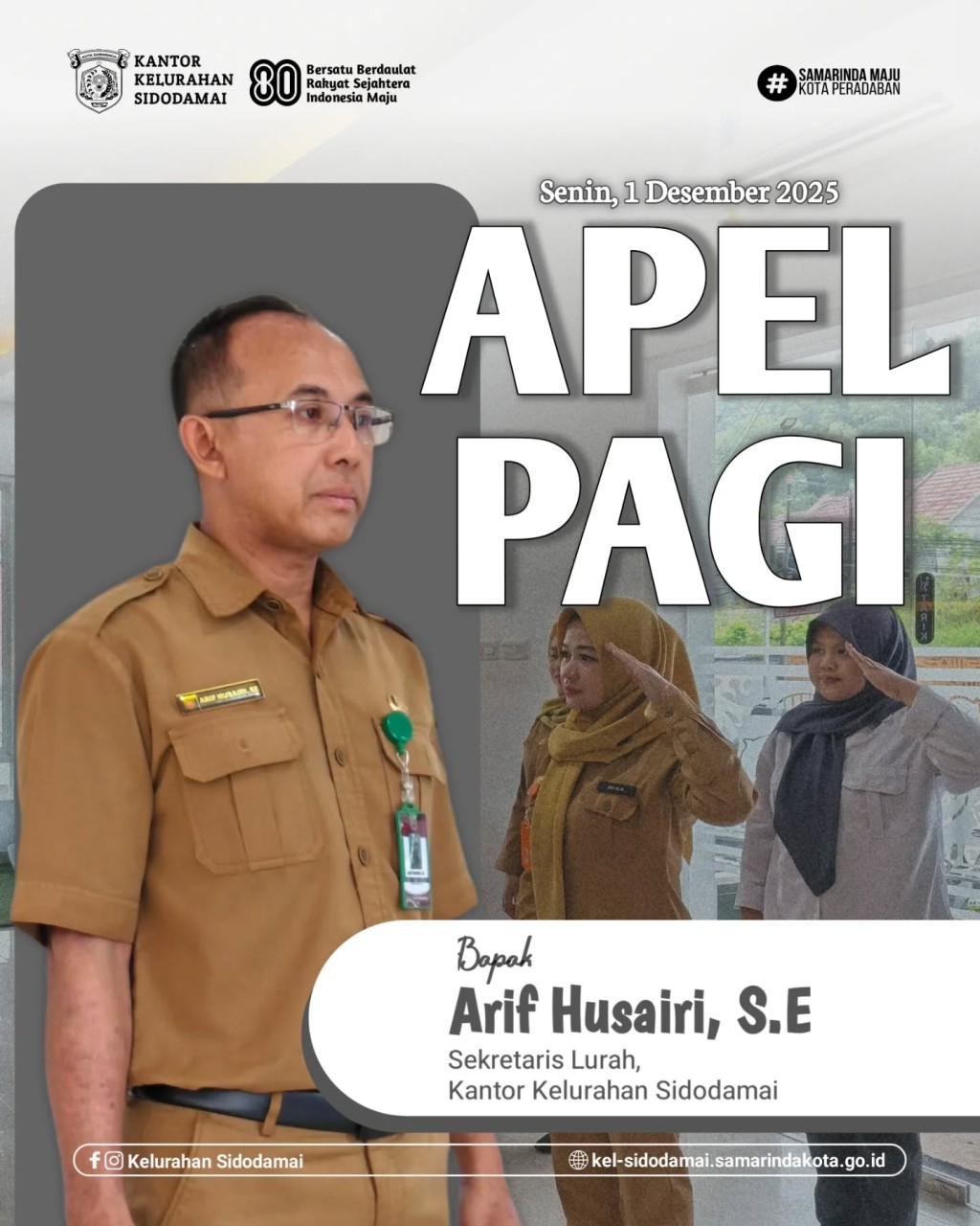 Seklur Arif Husairi, S.E. Pimpin Apel Pagi Staf Kelurahan Sidodamai! 🫡