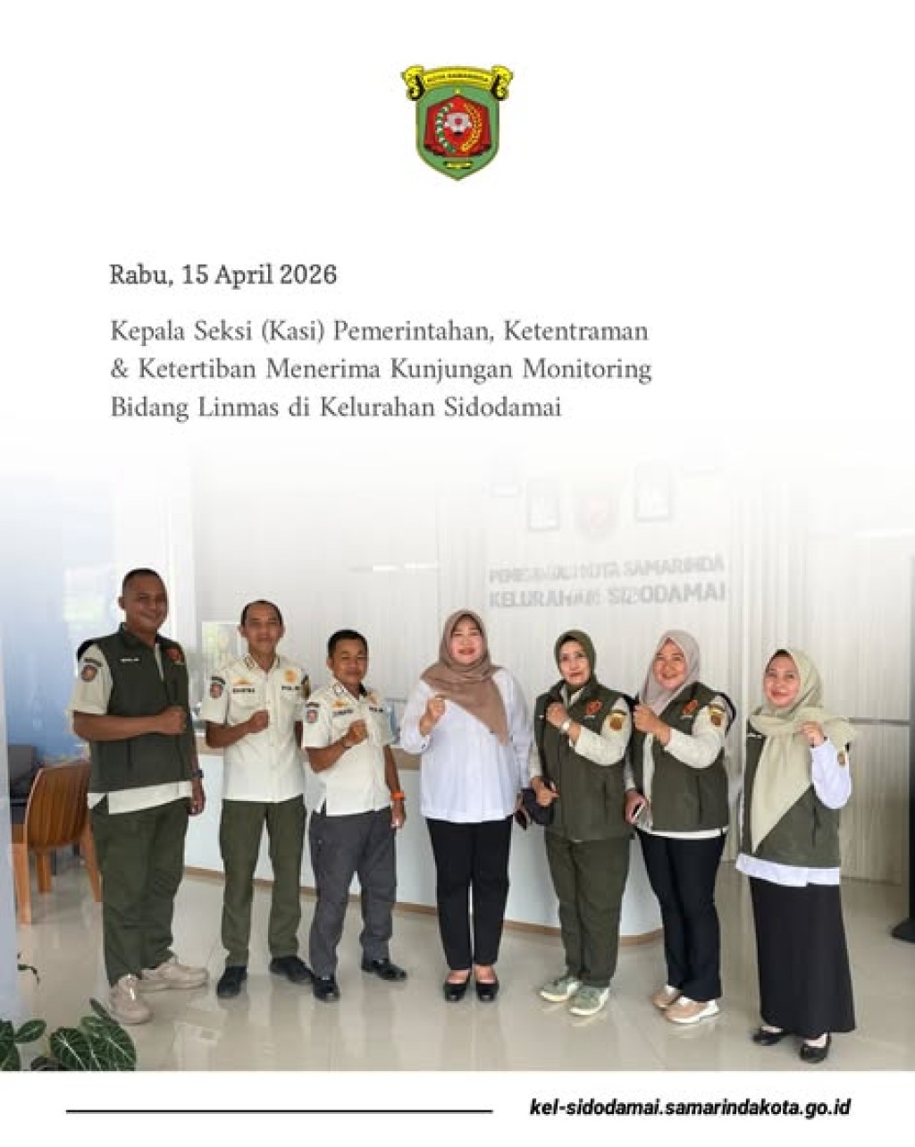 Penguatan Kapasitas Linmas, Kelurahan Sidodamai Terima Kunjungan Tim Monitoring 🛡️✅