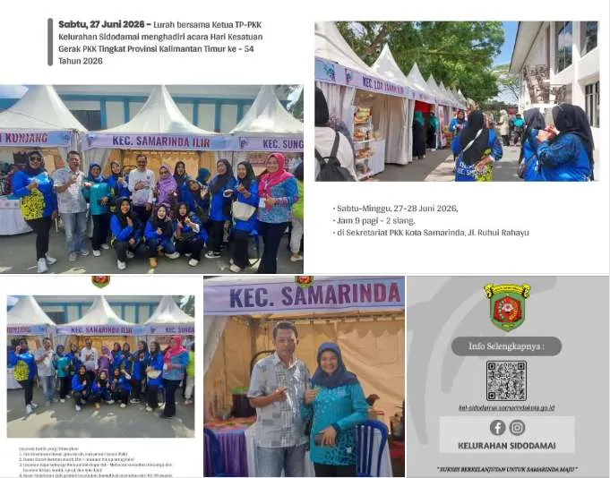 Lurah dan Ketua TP-PKK Kelurahan Sidodamai Hadiri Peringatan Hari Kesatuan Gerak PKK ke-54 Tingkat Provinsi Kalimantan Timur Tahun 2026 🌸🤝