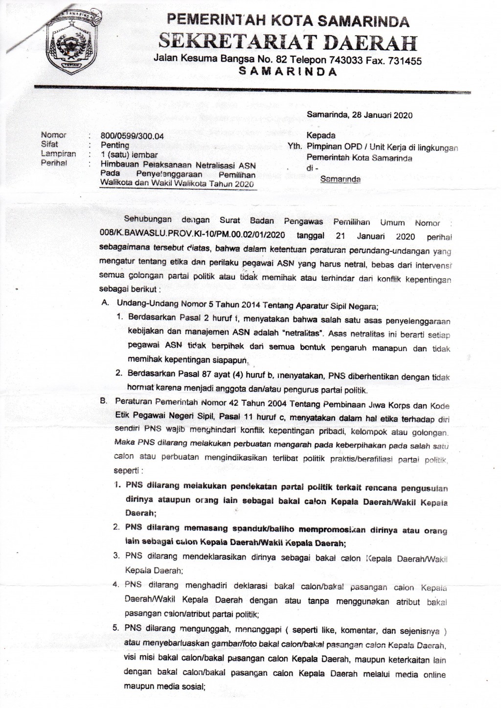 Himbauan Netralitas ASN