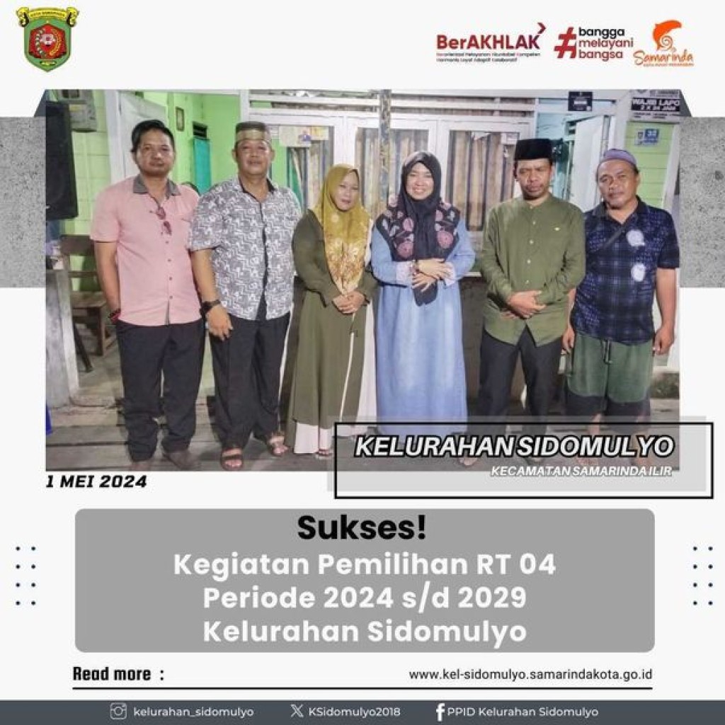 Kegiatan Pemilihan RT 04 Periode 2024 s/d 2029 Kelurahan Sidomulyo (02/05/2024)