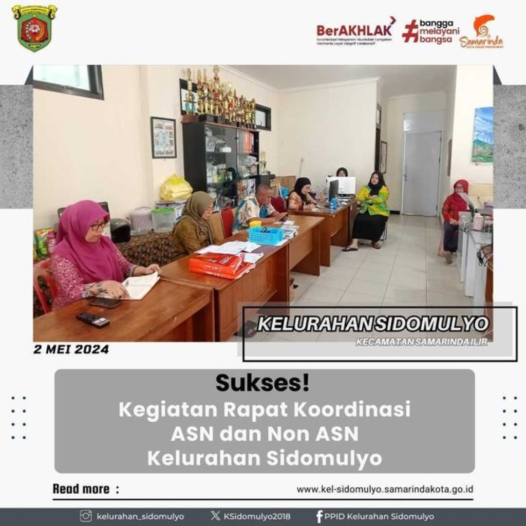 Kegiatan Rapat Koordinasi ASN dan Non ASN Kelurahan Sidomulyo (02/05/2024)