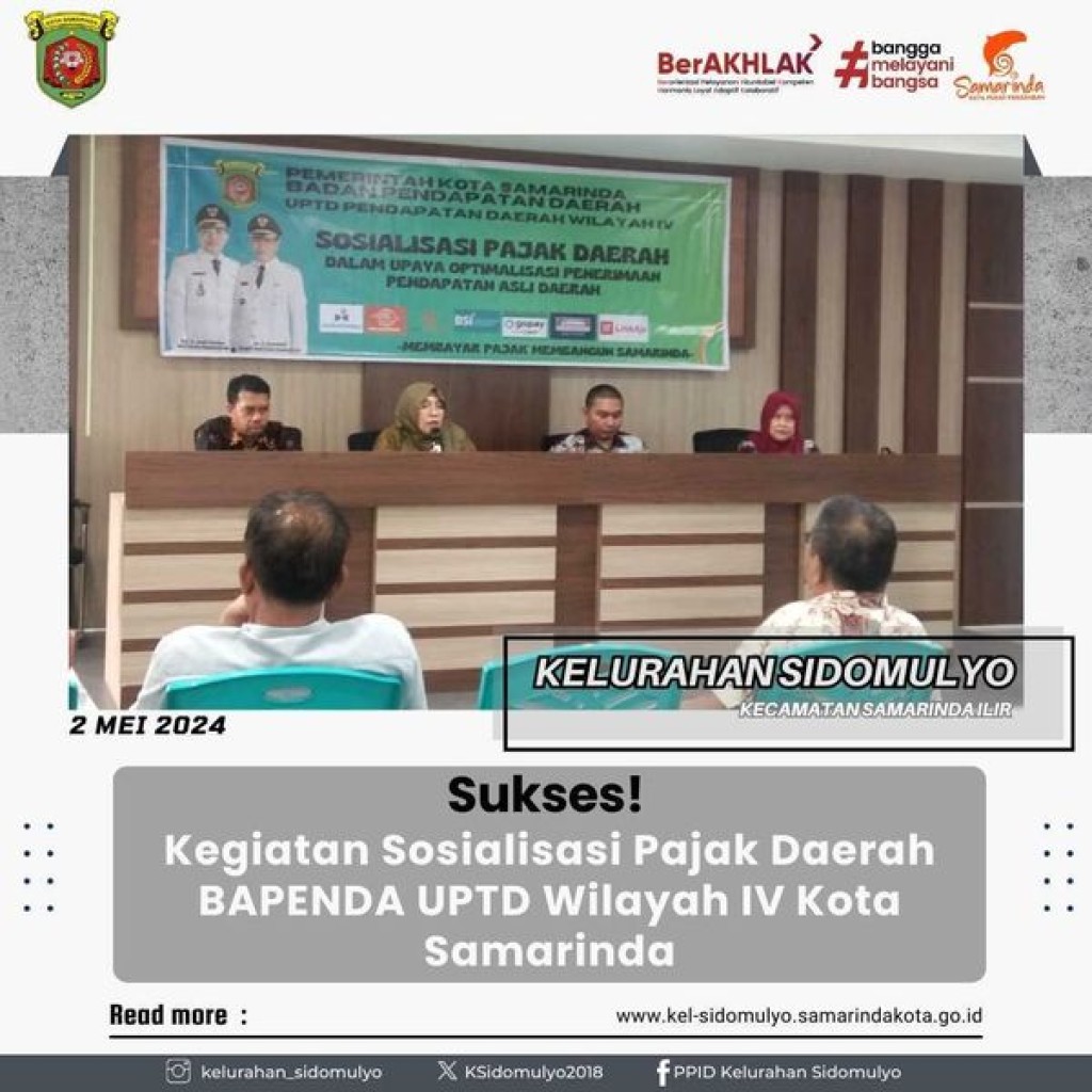 Kegiatan Sosialisasi Pajak Daerah BAPENDA UPTD Wilayah IV Kota Samarinda (02/05/2024)