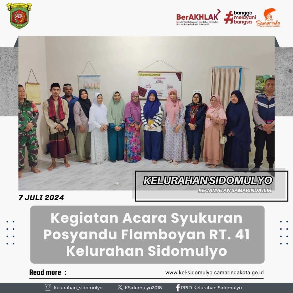 Kegiatan Acara Syukuran Posyandu Flamboyan RT. 41 Kelurahan Sidomulyo (07/07/2024_)