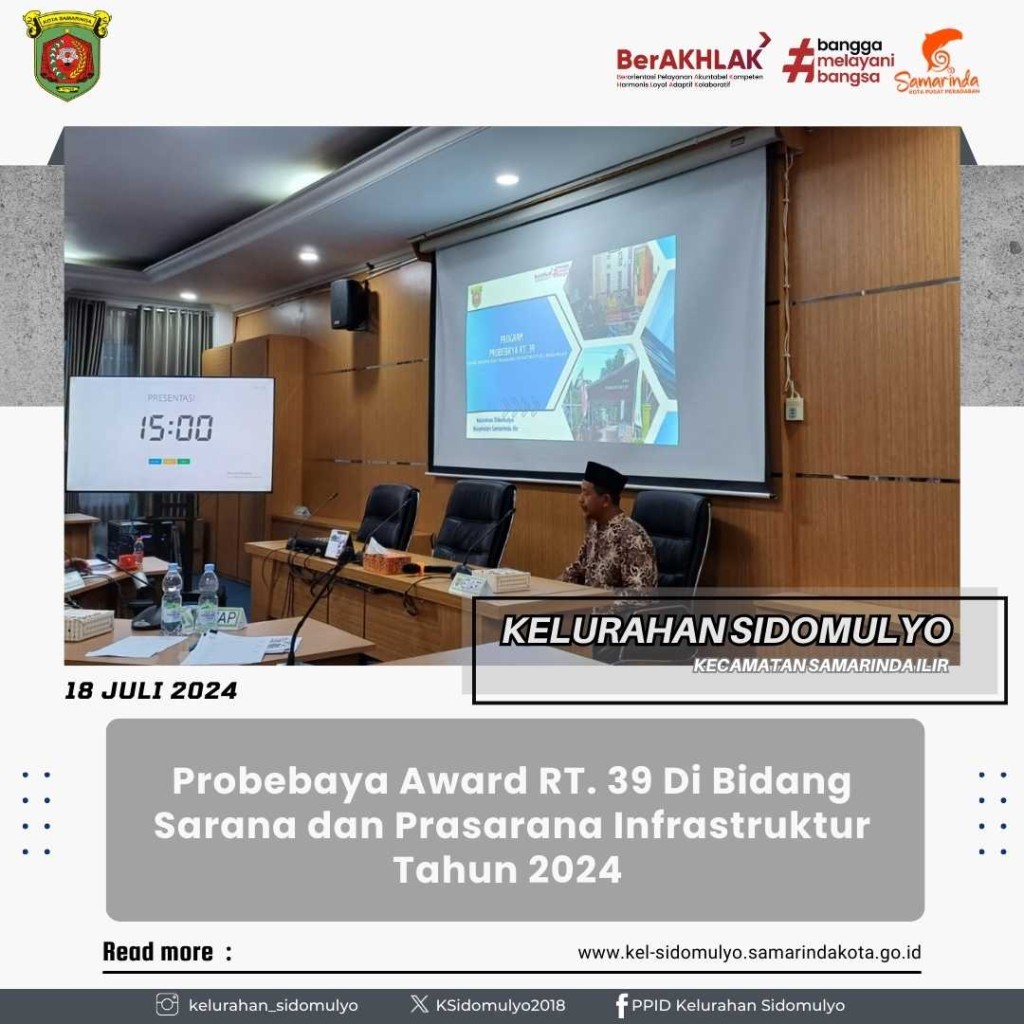 Probebaya Award RT. 39 Di Bidang Sarana dan Prasarana Infrastruktur Tahun 2024 (18/07/2024)