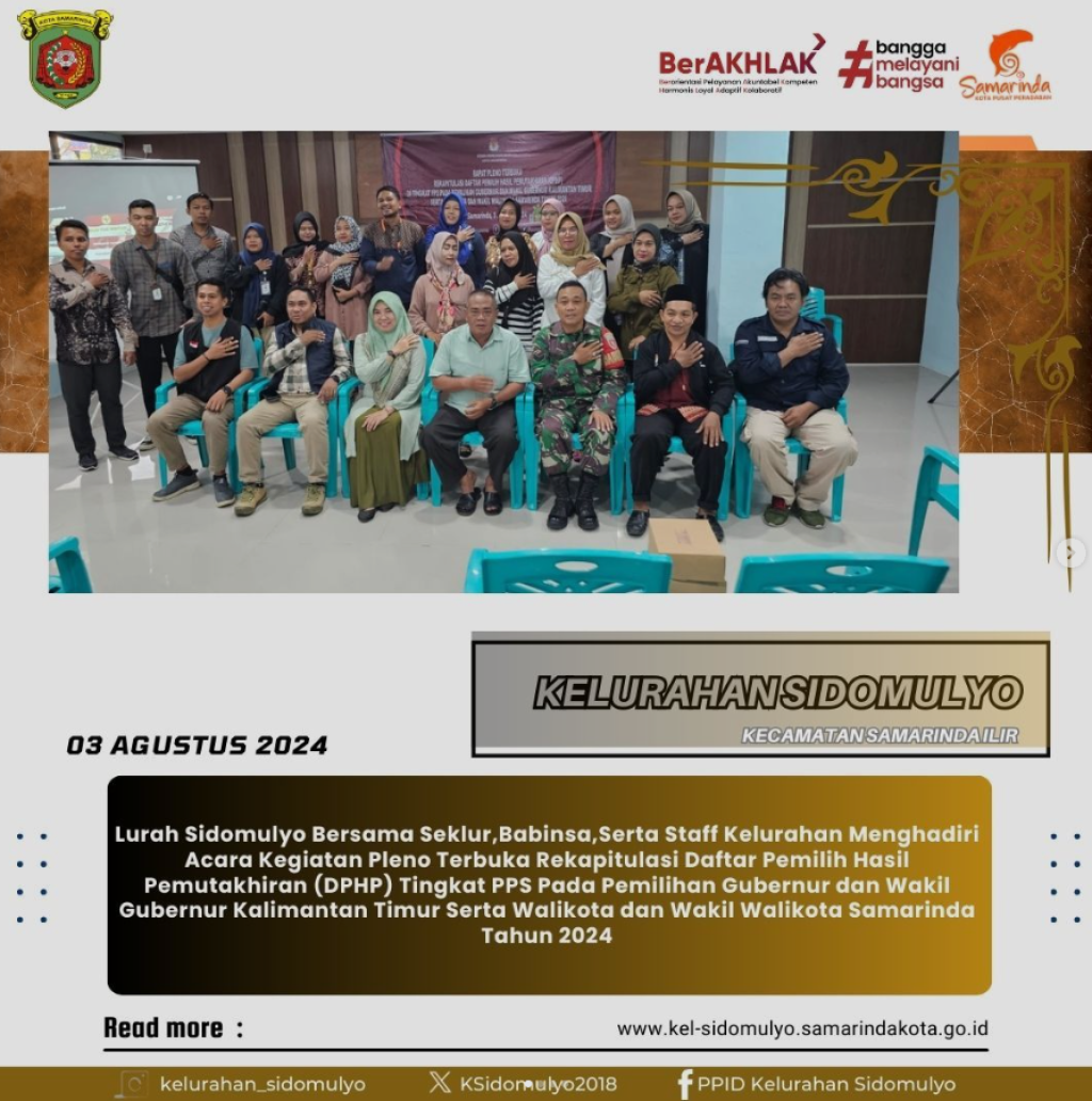 Acara Kegiatan Pleno Terbuka Rekapitulasi Daftar Pemilih Hasil Pemutakhiran (DPHP) Tingkat PPS (03/08/2024)