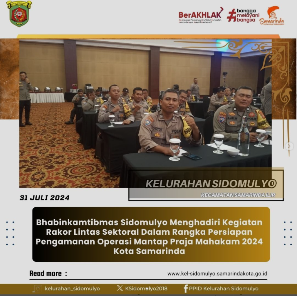 Kegiatan Rakor Lintas Sektoral Dalam Rangka Persiapan Pengamanan Operasi Mantap Praja Mahakam 2024 Kota Samarinda. (31/07//2024)