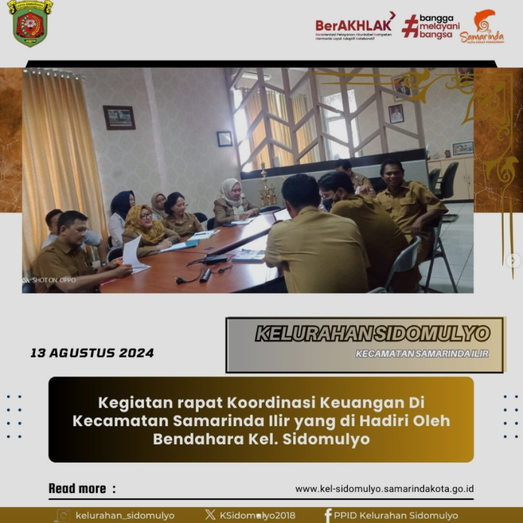 Kegiatan Rapat Koordinasi Keuangan Di Kecamatan Samarinda Ilir (13/08/2024)