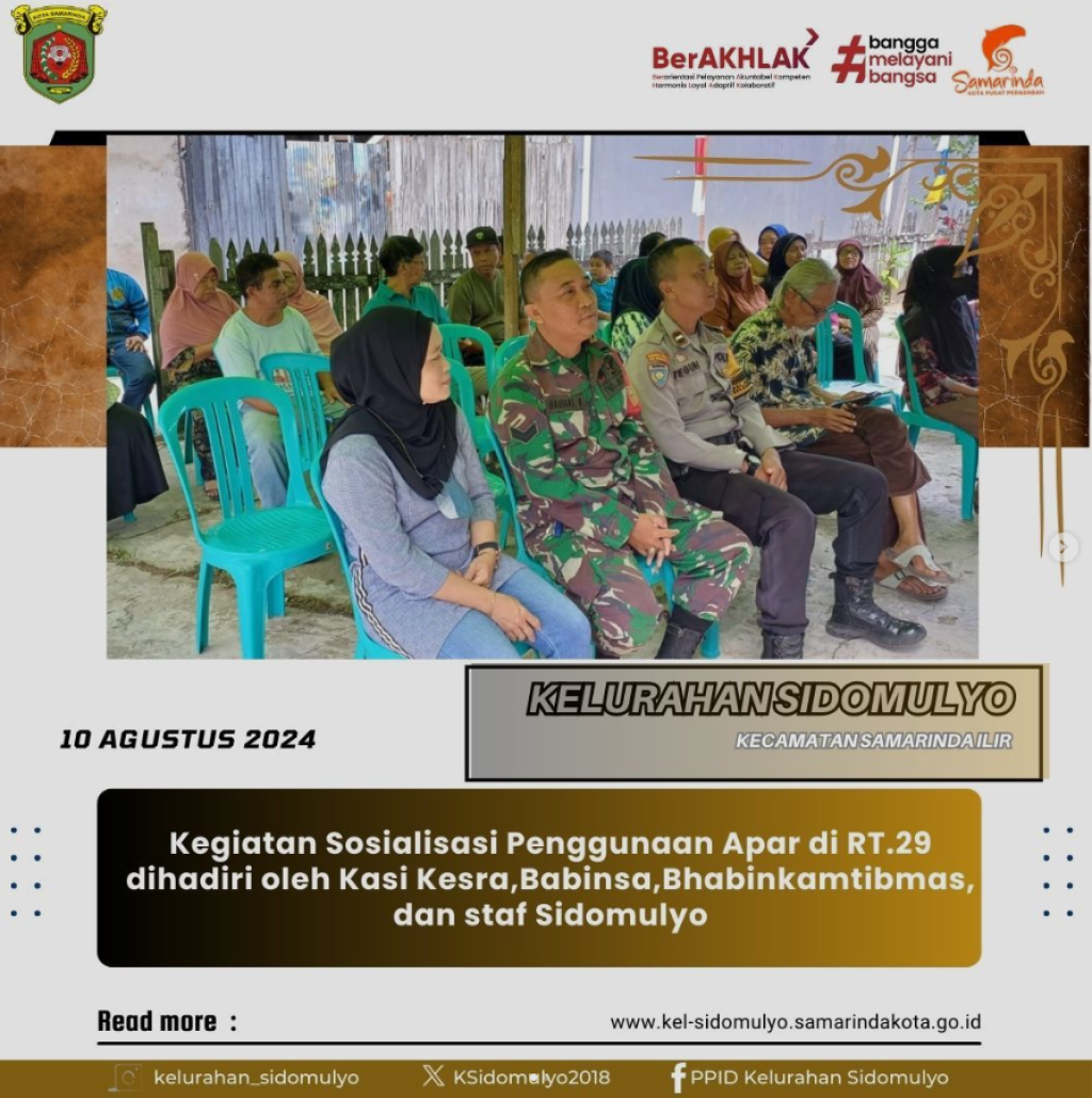 Kegiatan Sosialisasi Penggunaan Apar di RT.29 Kelurahan Sidomulyo (10/08/2024)