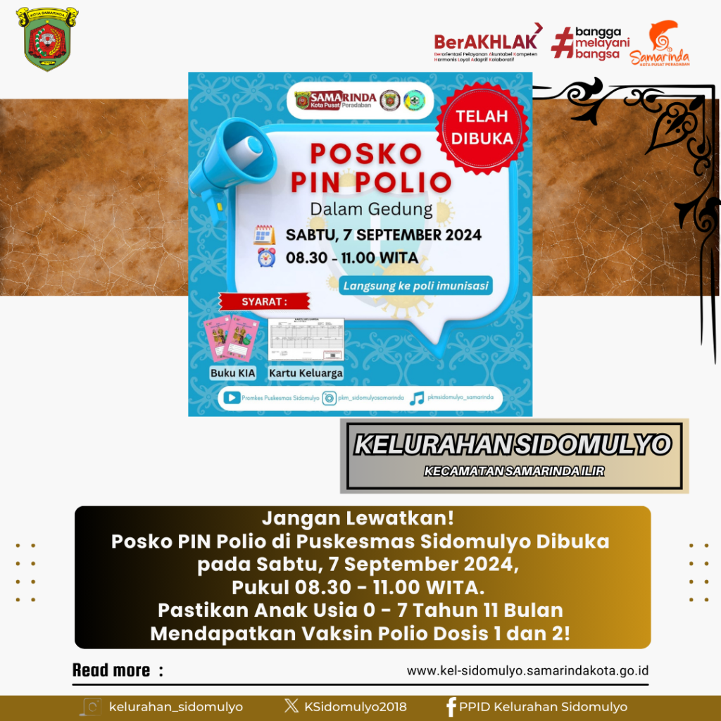 Undangan dari Posko PIN Polio di Puskesmas Sidomulyo untuk Warga Kelurahan Sidomulyo.