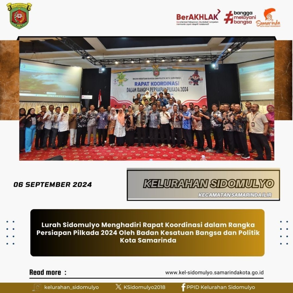 Menghadiri Rapat Koordinasi dalam Rangka Persiapan Pilkada 2024 oleh BaKesBangPol Kota Samarinda (08/09/2024)