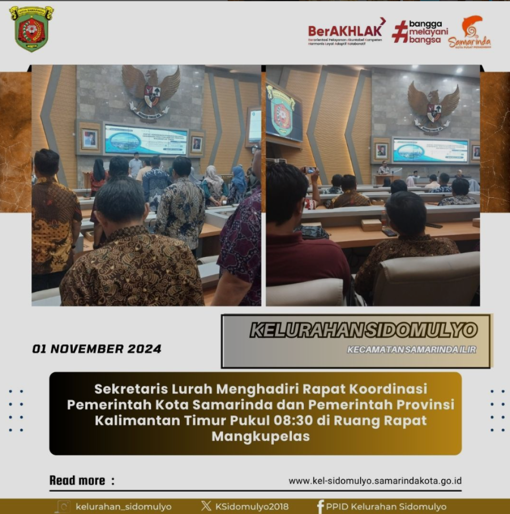 Rapat Koordinasi Pemerintah Kota Samarinda dan Pemerintah Provinsi Kalimantan Timur (01//11/2024)