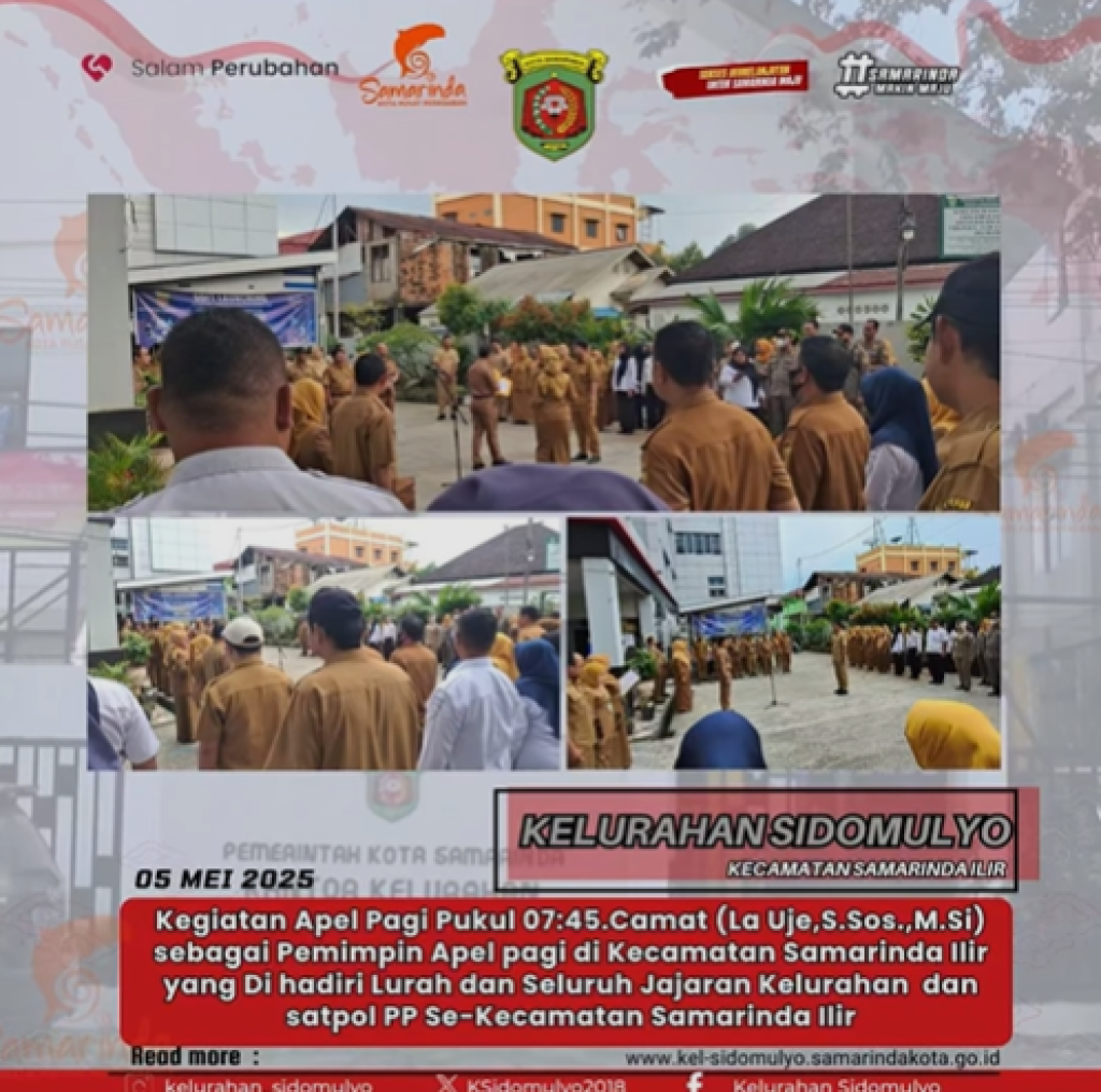 Kegiatan Apel Pagi Gabungan Di Kecamatan Samarinda Ilir (05/05/2025)