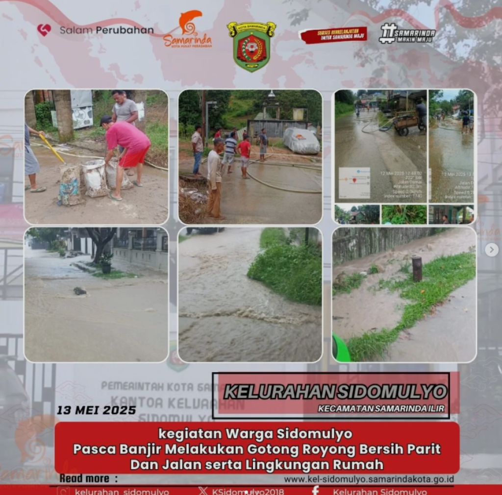 Kegiatan Gotong Royong Bersih Parit dan Jalan Serta Lingkungan Rumah Pasca Banjir (13/05/2025)