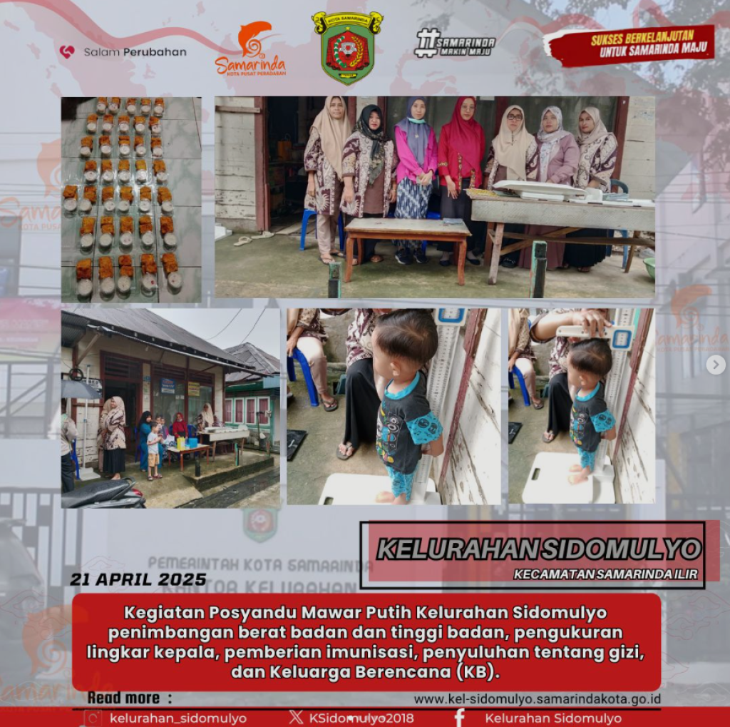 KEGIATAN POSYANDU KELURAHAN SIDOMULYO BULAN APRIL 2025
