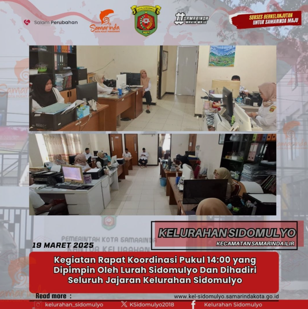 Kegiatan Rapat Koordinasi antar Pegawai Kelurahan Sidomulyo (19/03/2025)