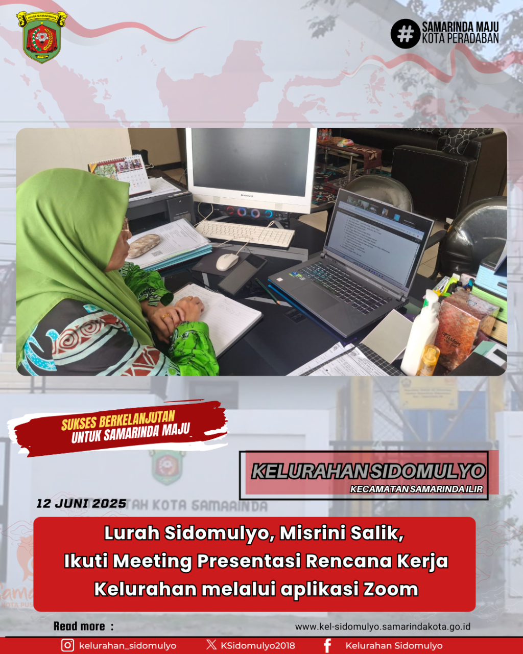 Lurah Sidomulyo Ikuti Zoom Pembahasan Rencana Kerja (12/06/2025)