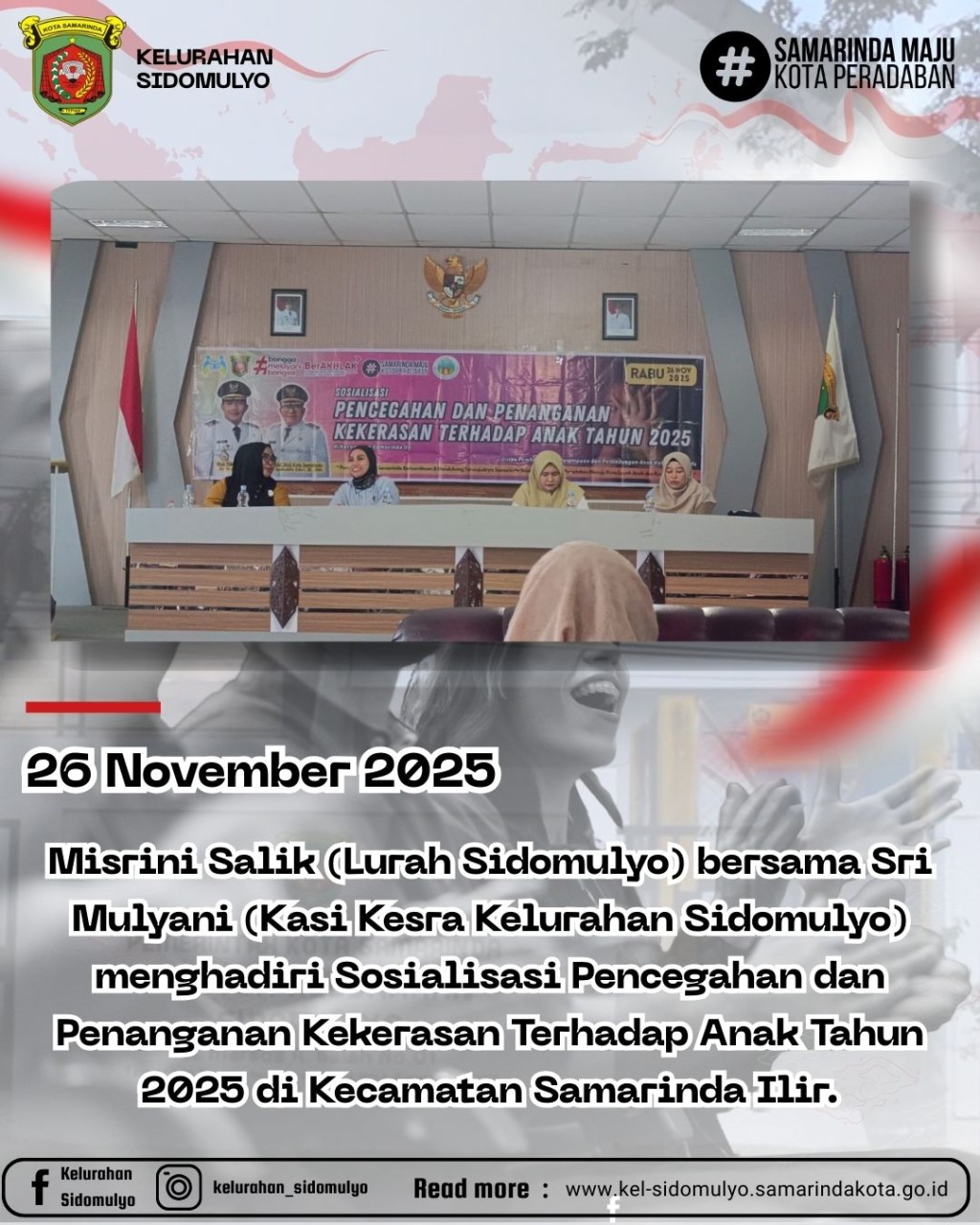 Kelurahan Sidomulyo Hadiri Sosialisasi Pencegahan dan Penanganan Kekerasan Terhadap Anak Tahun 2025