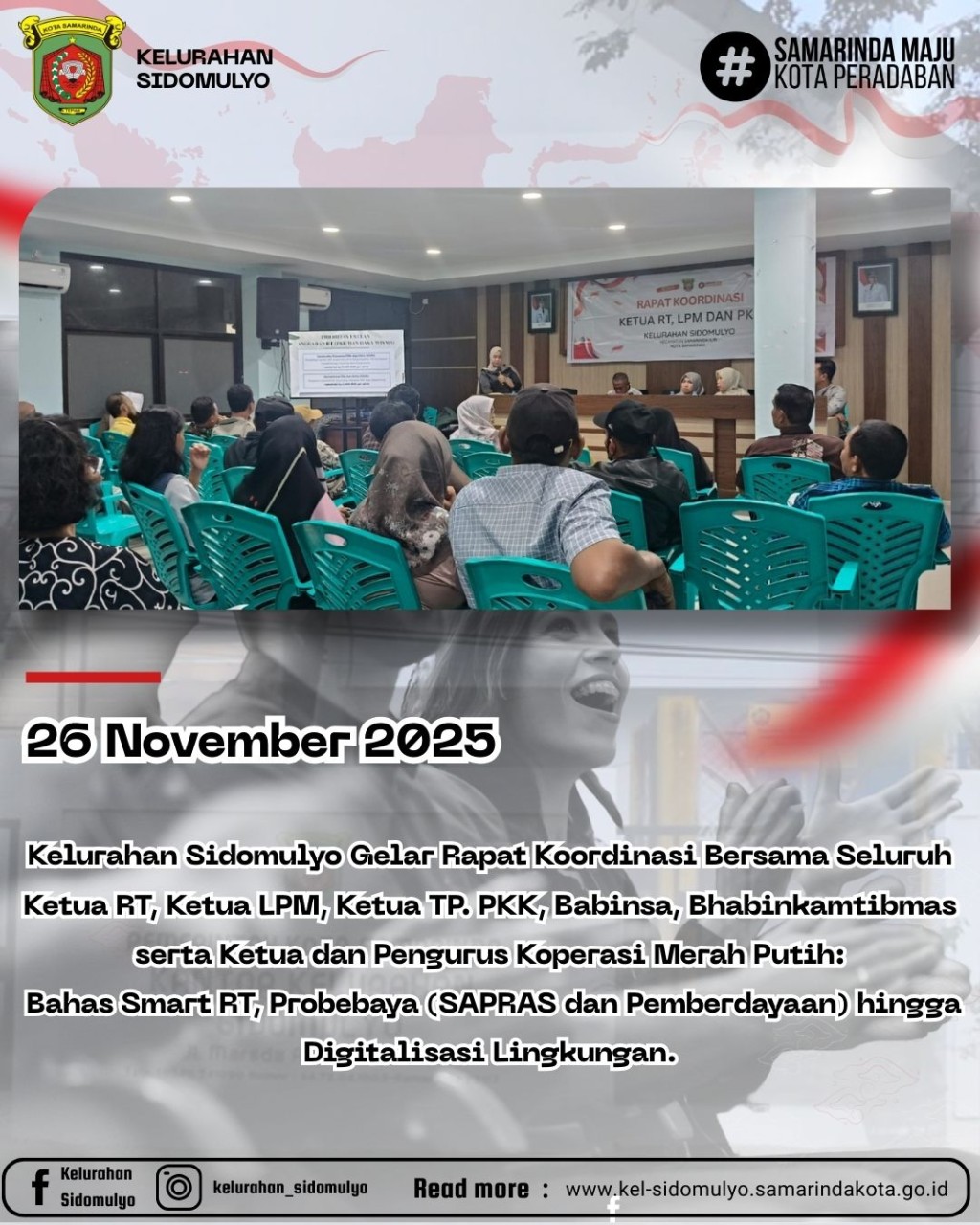 Kegiatan Rapat Koordinasi Kelurahan Sidomulyo Bersama Seluruh Ketua RT, Ketua LPM, Ketua TP. PKK, Babinsa, Bhabinkamtibmas dan Koperasi Merah Putih