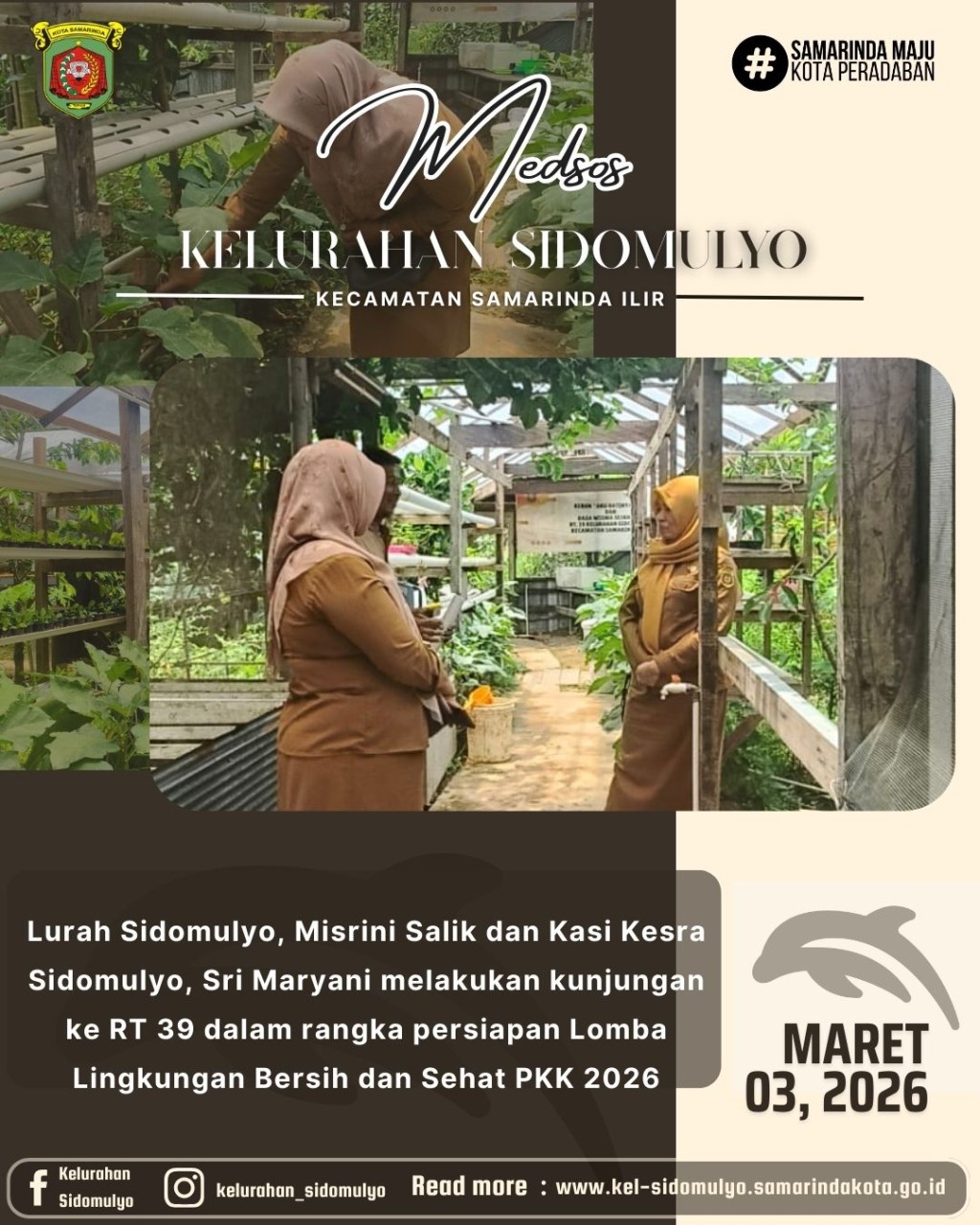 Kunjungan ke RT 39 dalam rangka persiapan menghadapi Lomba Lingkungan Bersih dan Sehat PKK 2026.