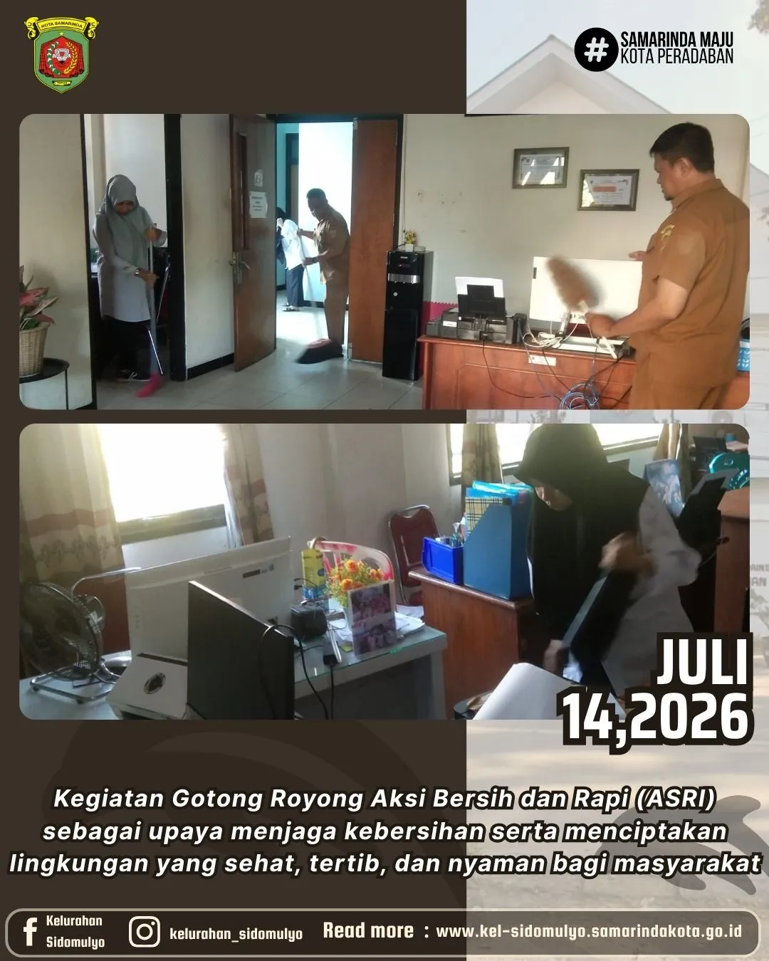 Gotong Royong ASRI, Kelurahan Sidomulyo Wujudkan Lingkungan Kerja Bersih dan Nyaman