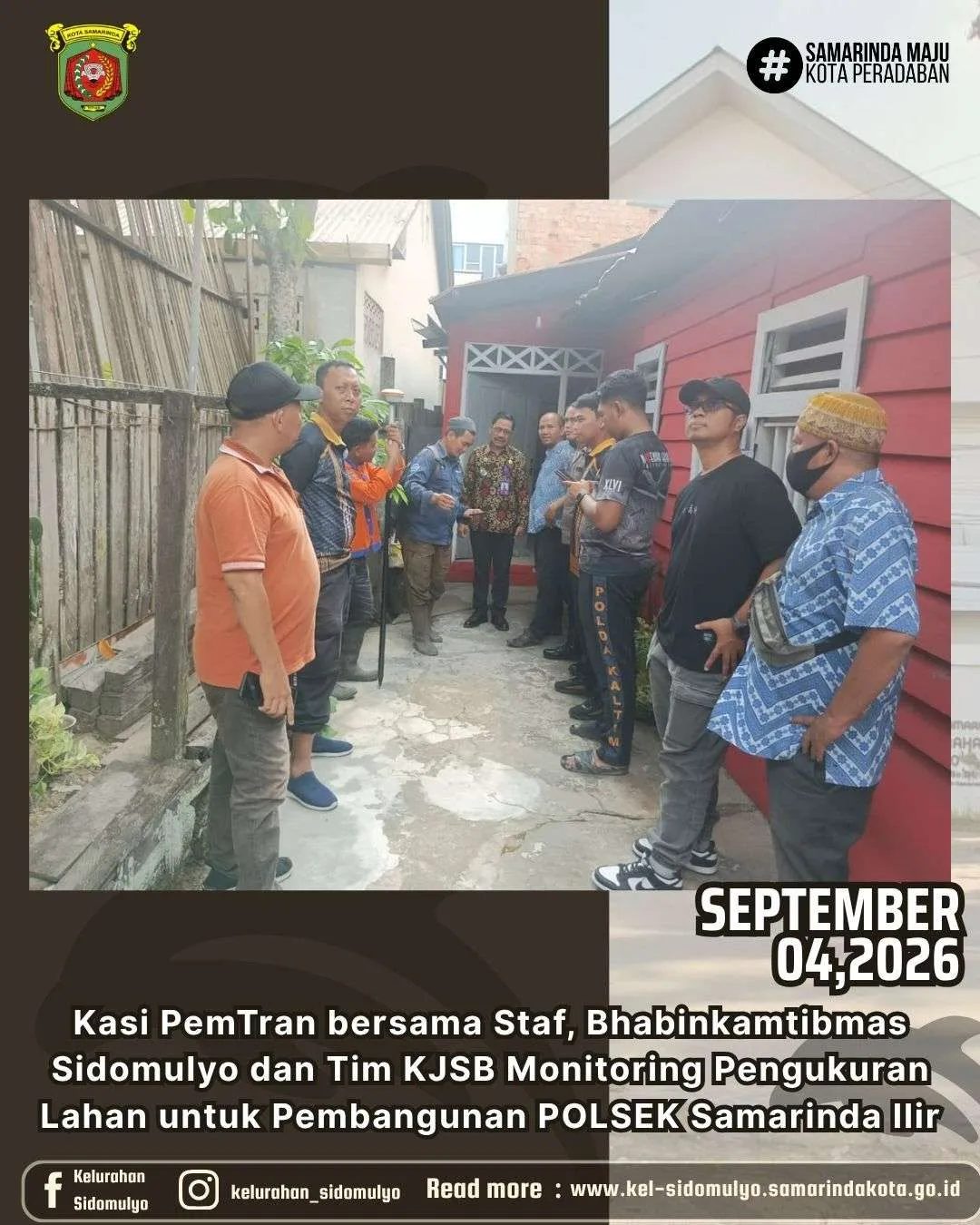 Monitoring Pengukuran Lahan untuk Pembangunan Polsek Samarinda Ilir, Kasi Pemerintah Kelurahan Sidomulyo Pastikan Kondisi Lapangan Terdata