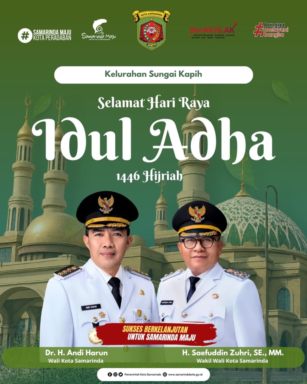 Pemerintah Kota Samarinda mengucapkan:  Se lamat Hari Raya Idul Adha 1446 H