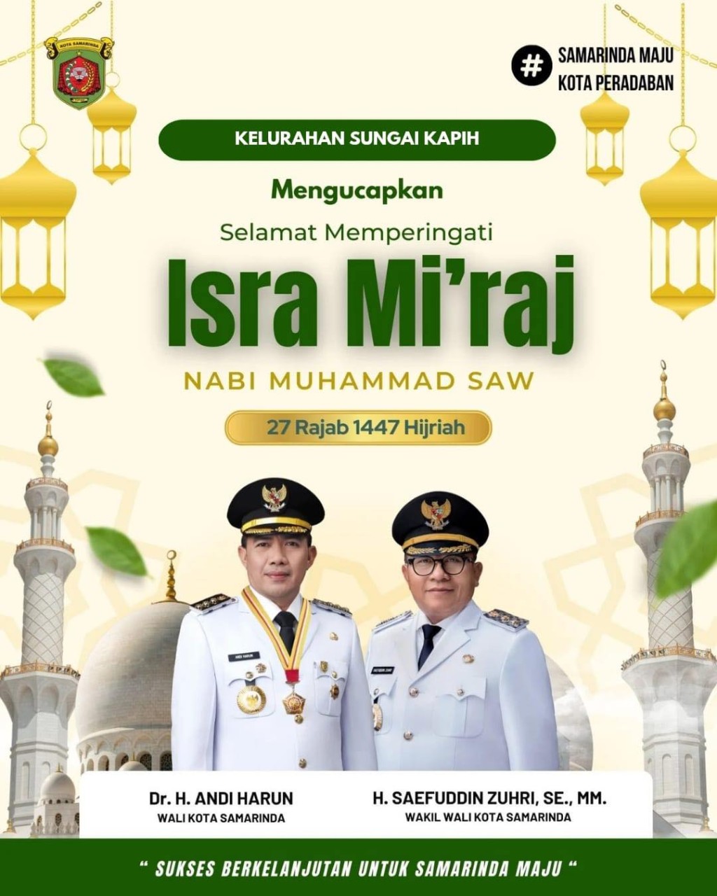 Kamis Tanggal 15/01/2026 Kelurahan Sungai Kapih Mengucapkan Selamat Memperingati Isra dan Miraj