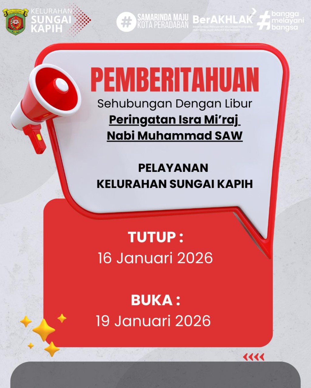 Pemberitahuan Layanan Kelurahan Sungai Kapih 📢