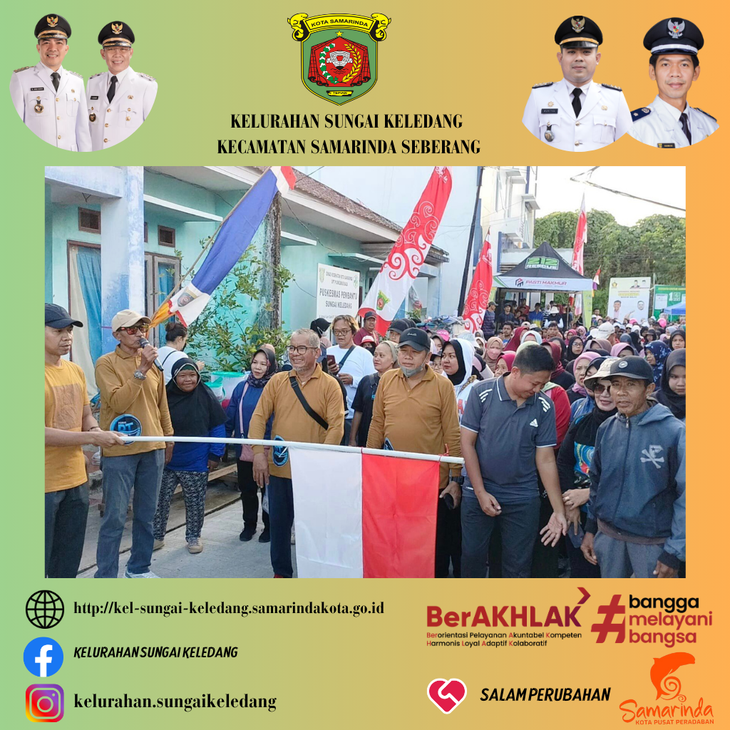 Rangkaian Kegiatan Hari Jadi Kota Samarinda Ke 356 & HUT Pemerintah Kota Samarinda Ke 64 Di Kelurahan Sungai Keledang,, Kegiatan Diawali Dengan Jalan Santai Dan Senam, Di Lanjut Dengan Pengundian Kupon Dorprise