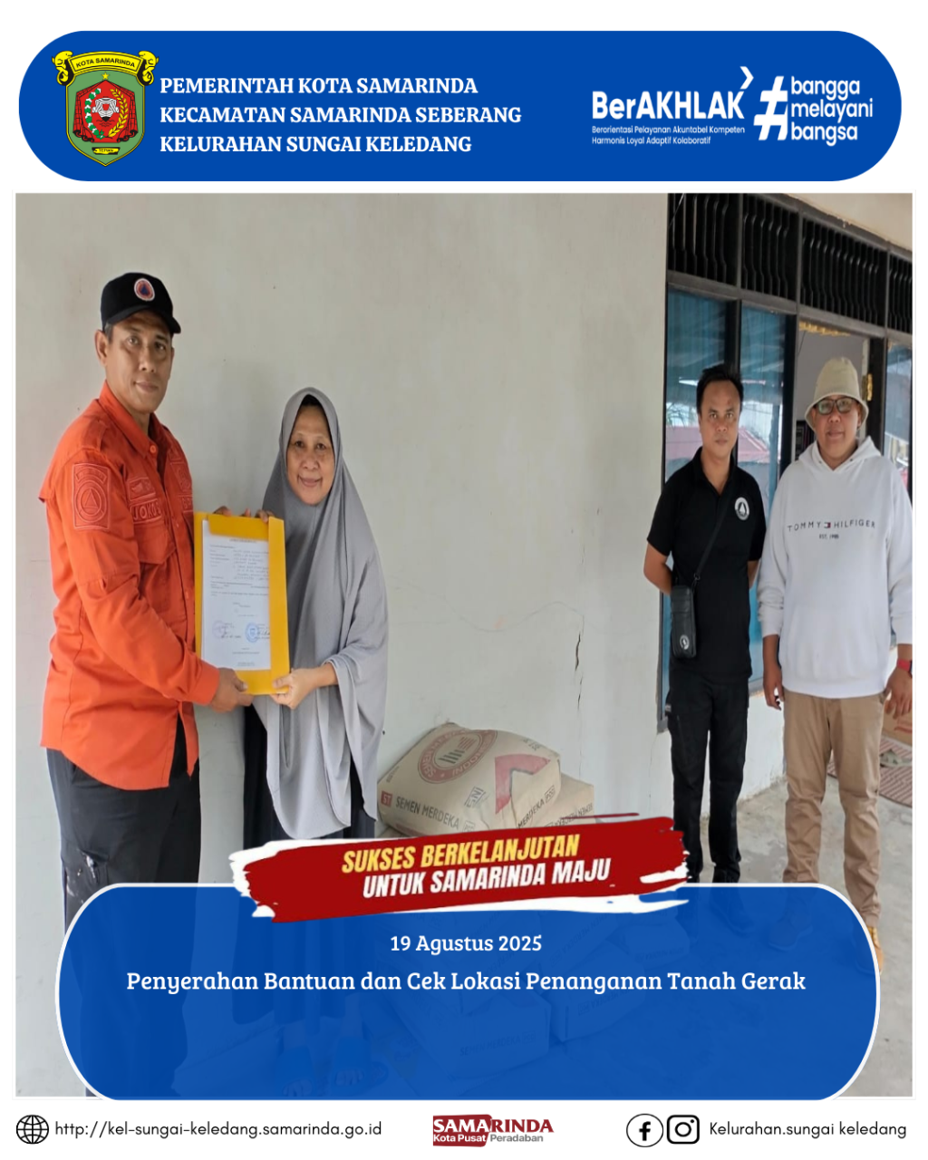 Penyerahan Bantuan dan Cek Lokasi Penanganan Tanah Gerak