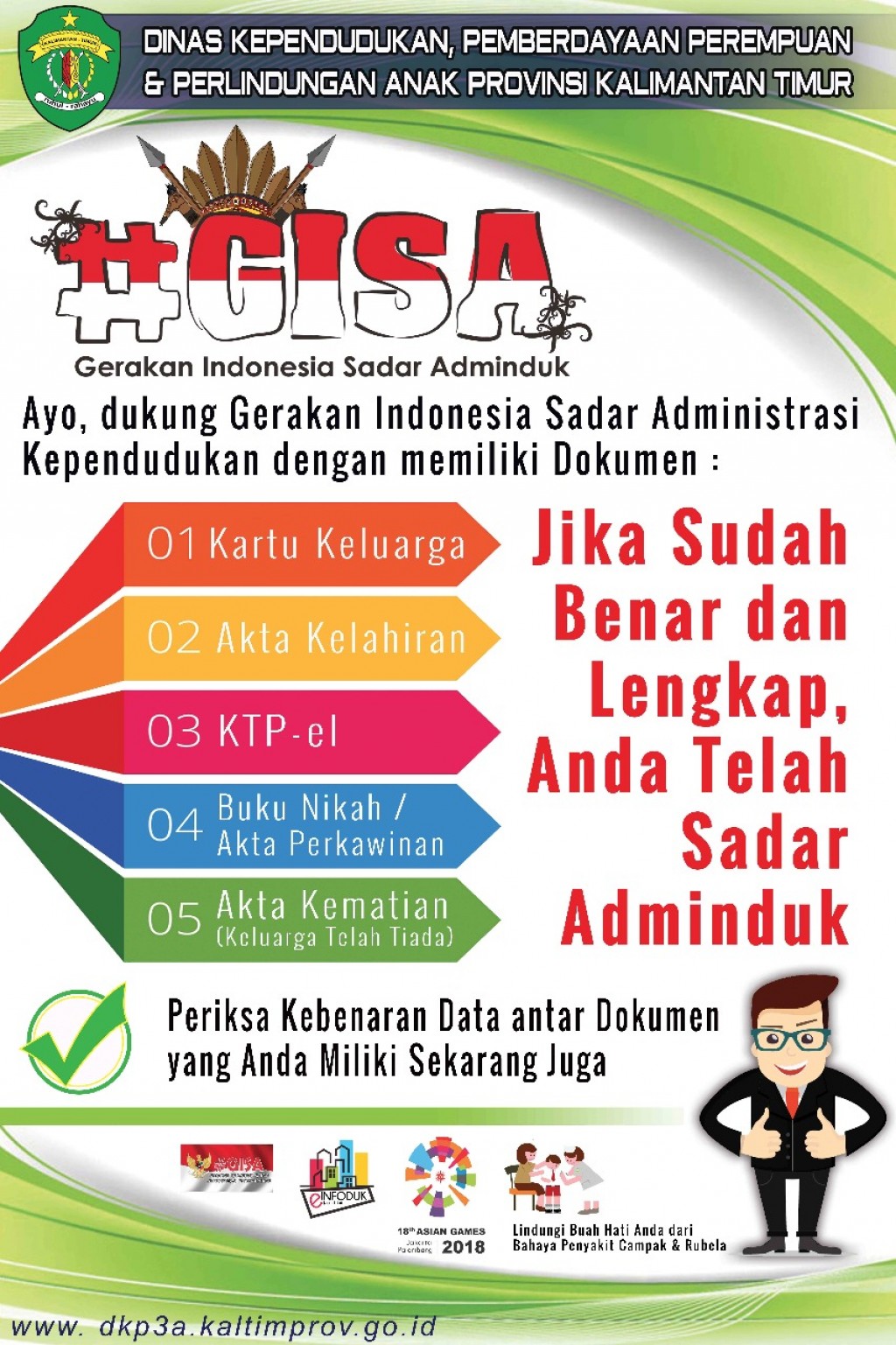 Gerakan Indonesia Sadar Adminduk #GISA dari Dinas Kependudukan, Pemberdayaan Perempuan, & Perlindungan Anak Provinsi Kalimantan Timur