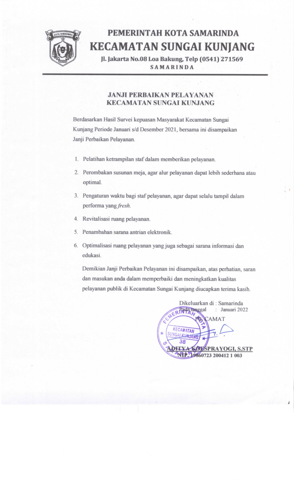 Janji Perbaikan Pelayanan