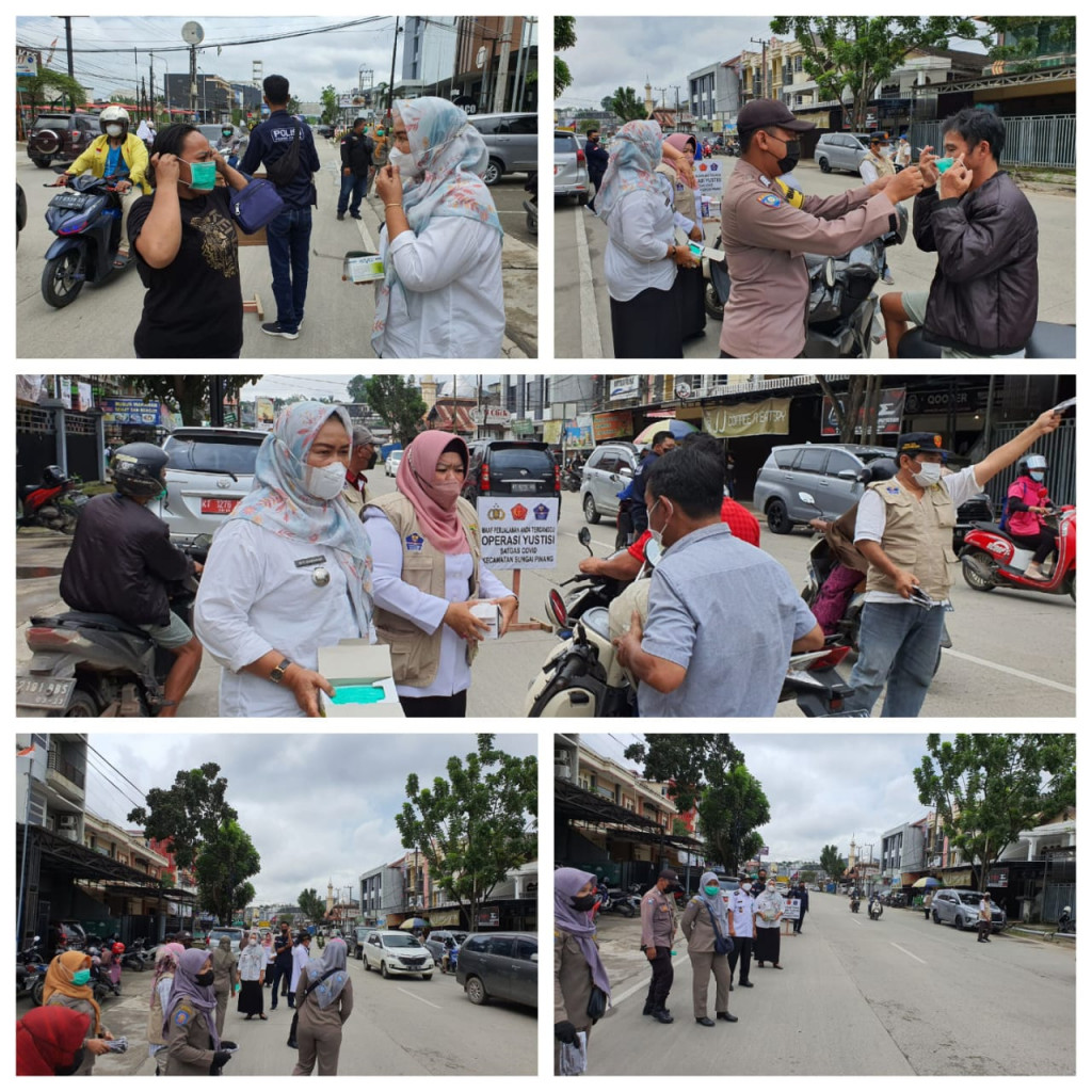 Yustisi Masker dan Vaksinasi Massal Dari Tim Satgas Covid-19 Kecamatan Sungai Pinang