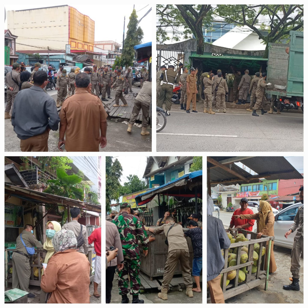 Bersama Satpol PP Kota Samarinda Menertibkan PKL yang berada di Jalan Am. Sangaji Kelurahan Bandara