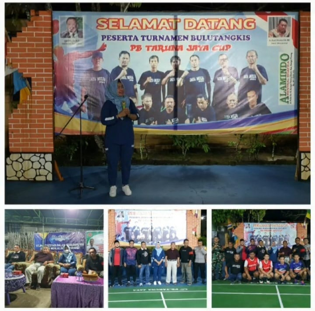Pembukaan Turnamen Bulu Tangkis Piala Dispora PB Taruna jaya di RT 67 Kelurahan Sungai Pinang Dalam